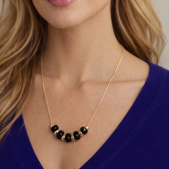 Lane Bryant Jewelry - Black Sparkle Beaded Gold Tone Necklace. NWOT  (BR1313/2)